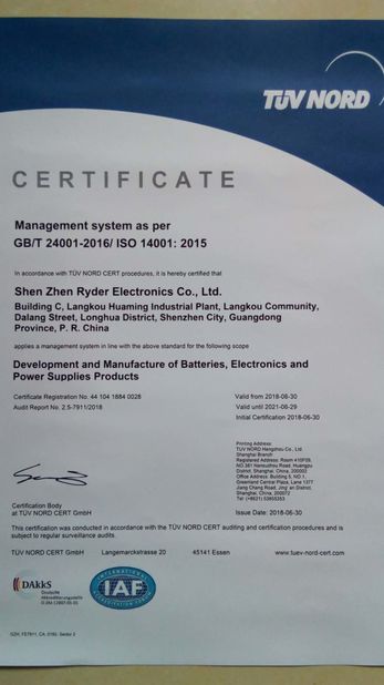 China Shenzhen Ryder Electronics Co., Ltd. certificaten